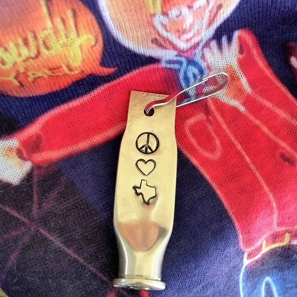 Peace Love Texas Bullet Necklace Keyring Zipper